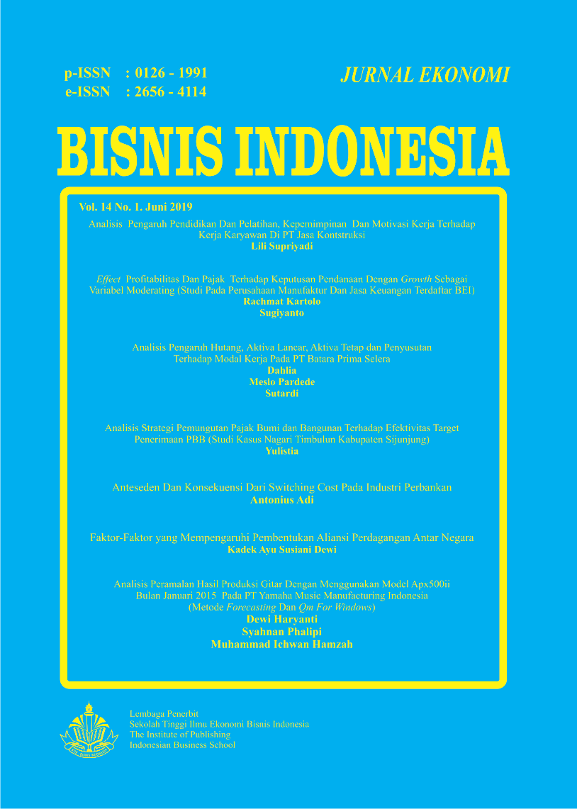 					View Vol. 14 No. 1 (2019): Jurnal Ekonomi Bisnis Indonesia
				